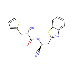 N#C[C@H](Cc1nc2ccccc2s1)NC(=O)[C@@H](N)Cc1cccs1 ZINC000049034517