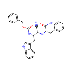 N#C[C@H](N[C@@H](Cc1ccccc1)C(N)=O)[C@H](Cc1c[nH]c2ccccc12)NC(=O)OCc1ccccc1 ZINC000027982657