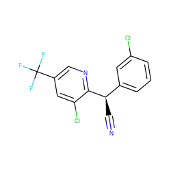 N#C[C@H](c1cccc(Cl)c1)c1ncc(C(F)(F)F)cc1Cl ZINC000001385497