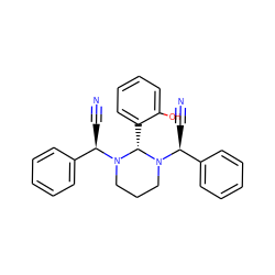 N#C[C@H](c1ccccc1)N1CCCN([C@@H](C#N)c2ccccc2)[C@H]1c1ccccc1O ZINC000102386696