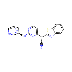 N#C[C@H](c1ccnc(N[C@@H]2Cc3c[nH]c2n3)n1)c1nc2ccccc2s1 ZINC000116418661