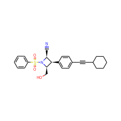 N#C[C@H]1[C@@H](c2ccc(C#CC3CCCCC3)cc2)[C@@H](CO)N1S(=O)(=O)c1ccccc1 ZINC000095602679