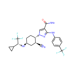 N#C[C@H]1C[C@@H](N[C@H](C2CC2)C(F)(F)F)CC[C@@H]1n1cc(C(N)=O)c(Nc2ccc(C(F)(F)F)cc2)n1 ZINC000222978426