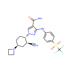 N#C[C@H]1C[C@@H](N2CCC2)CC[C@@H]1n1cc(C(N)=O)c(Nc2ccc(S(=O)(=O)C(F)(F)F)cc2)n1 ZINC000221118162