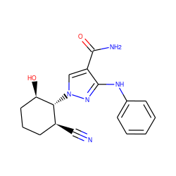 N#C[C@H]1CCC[C@@H](O)[C@@H]1n1cc(C(N)=O)c(Nc2ccccc2)n1 ZINC000221848153