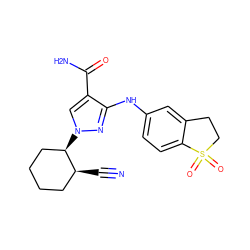 N#C[C@H]1CCCC[C@H]1n1cc(C(N)=O)c(Nc2ccc3c(c2)CCS3(=O)=O)n1 ZINC000221091774