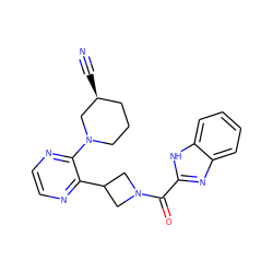 N#C[C@H]1CCCN(c2nccnc2C2CN(C(=O)c3nc4ccccc4[nH]3)C2)C1 ZINC000140130547