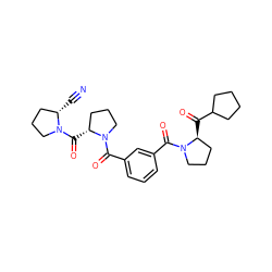 N#C[C@H]1CCCN1C(=O)[C@@H]1CCCN1C(=O)c1cccc(C(=O)N2CCC[C@@H]2C(=O)C2CCCC2)c1 ZINC000027519368