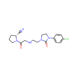 N#C[C@H]1CCCN1C(=O)CNCCN1CCN(c2ccc(Cl)cc2)C1=O ZINC000043060646