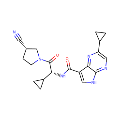 N#C[C@H]1CCN(C(=O)[C@H](NC(=O)c2c[nH]c3ncc(C4CC4)nc23)C2CC2)C1 ZINC000095582096