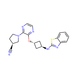 N#C[C@H]1CCN(c2nccnc2O[C@H]2C[C@H](Nc3nc4ccccc4s3)C2)C1 ZINC000145893309