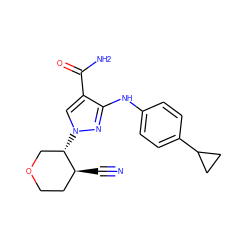 N#C[C@H]1CCOC[C@@H]1n1cc(C(N)=O)c(Nc2ccc(C3CC3)cc2)n1 ZINC001772629067