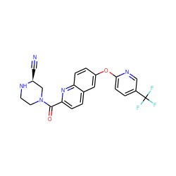 N#C[C@H]1CN(C(=O)c2ccc3cc(Oc4ccc(C(F)(F)F)cn4)ccc3n2)CCN1 ZINC001772609896