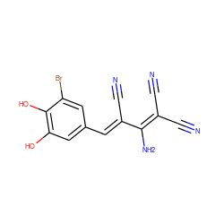 N#CC(C#N)=C(N)/C(C#N)=C/c1cc(O)c(O)c(Br)c1 ZINC000017747283