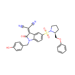 N#CC(C#N)=C1C(=O)N(Cc2ccc(O)cc2)c2ccc(S(=O)(=O)N3CCC[C@H]3COc3ccccc3)cc21 ZINC000036093012