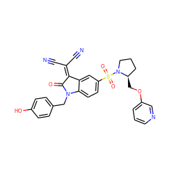 N#CC(C#N)=C1C(=O)N(Cc2ccc(O)cc2)c2ccc(S(=O)(=O)N3CCC[C@H]3COc3cccnc3)cc21 ZINC000036093015