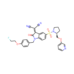 N#CC(C#N)=C1C(=O)N(Cc2ccc(OCCF)cc2)c2ccc(S(=O)(=O)N3CCC[C@H]3COc3cccnc3)cc21 ZINC000059112236