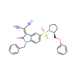 N#CC(C#N)=C1C(=O)N(Cc2ccccc2)c2ccc(S(=O)(=O)N3CCC[C@H]3COc3ccccc3)cc21 ZINC000036093011