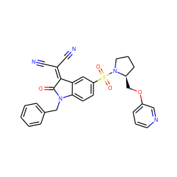 N#CC(C#N)=C1C(=O)N(Cc2ccccc2)c2ccc(S(=O)(=O)N3CCC[C@H]3COc3cccnc3)cc21 ZINC000036093014