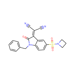 N#CC(C#N)=C1C(=O)N(Cc2ccccc2)c2ccc(S(=O)(=O)N3CCC3)cc21 ZINC000040405035