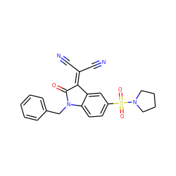 N#CC(C#N)=C1C(=O)N(Cc2ccccc2)c2ccc(S(=O)(=O)N3CCCC3)cc21 ZINC000040916039