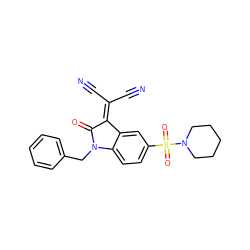 N#CC(C#N)=C1C(=O)N(Cc2ccccc2)c2ccc(S(=O)(=O)N3CCCCC3)cc21 ZINC000040943700