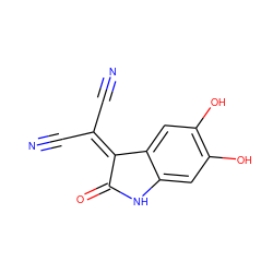 N#CC(C#N)=C1C(=O)Nc2cc(O)c(O)cc21 ZINC000013822317