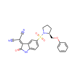 N#CC(C#N)=C1C(=O)Nc2ccc(S(=O)(=O)N3CCC[C@H]3COc3ccccc3)cc21 ZINC000036093009