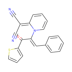 N#CC(C#N)=C1C=CC=CN1/C(=C\c1ccccc1)C(=O)c1cccs1 ZINC000005446819