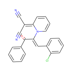 N#CC(C#N)=C1C=CC=CN1/C(=C\c1ccccc1Cl)C(=O)c1ccccc1 ZINC000004837046