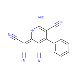 N#CC(C#N)=C1NC(N)=C(C#N)C(c2ccccc2)=C1C#N ZINC000000494354