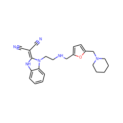 N#CC(C#N)=C1Nc2ccccc2N1CCNCc1ccc(CN2CCCCC2)o1 ZINC000013825546