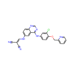 N#CC(C#N)=CNc1ccc2ncnc(Nc3ccc(OCc4ccccn4)c(Cl)c3)c2c1 ZINC000473152414