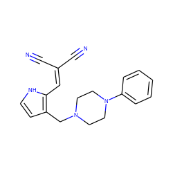 N#CC(C#N)=Cc1[nH]ccc1CN1CCN(c2ccccc2)CC1 ZINC000036216464