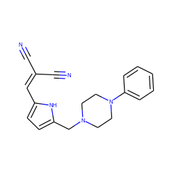 N#CC(C#N)=Cc1ccc(CN2CCN(c3ccccc3)CC2)[nH]1 ZINC000084462607