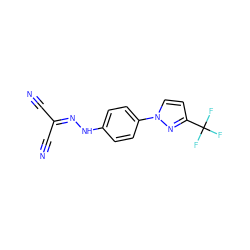 N#CC(C#N)=NNc1ccc(-n2ccc(C(F)(F)F)n2)cc1 ZINC000000117399