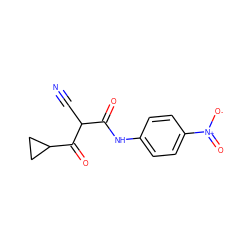 N#CC(C(=O)Nc1ccc([N+](=O)[O-])cc1)C(=O)C1CC1 ZINC000100613550