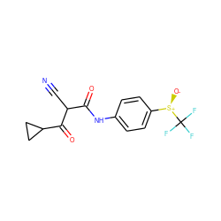 N#CC(C(=O)Nc1ccc([S@@+]([O-])C(F)(F)F)cc1)C(=O)C1CC1 ZINC000100785122