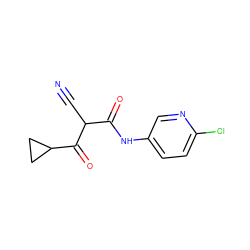 N#CC(C(=O)Nc1ccc(Cl)nc1)C(=O)C1CC1 ZINC000100047347