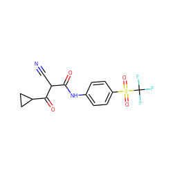 N#CC(C(=O)Nc1ccc(S(=O)(=O)C(F)(F)F)cc1)C(=O)C1CC1 ZINC000100785154