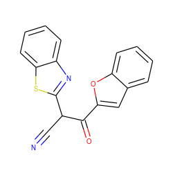 N#CC(C(=O)c1cc2ccccc2o1)c1nc2ccccc2s1 ZINC000101925167