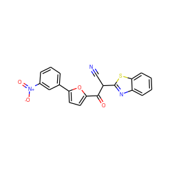 N#CC(C(=O)c1ccc(-c2cccc([N+](=O)[O-])c2)o1)c1nc2ccccc2s1 ZINC000100989640