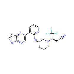 N#CC[C@@H](N1CCC[C@H](Nc2ncccc2-c2cnc3[nH]ccc3n2)C1)C(F)(F)F ZINC000169224934