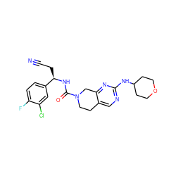 N#CC[C@@H](NC(=O)N1CCc2cnc(NC3CCOCC3)nc2C1)c1ccc(F)c(Cl)c1 ZINC000202125160