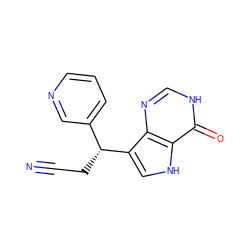 N#CC[C@H](c1cccnc1)c1c[nH]c2c(=O)[nH]cnc12 ZINC000100830904