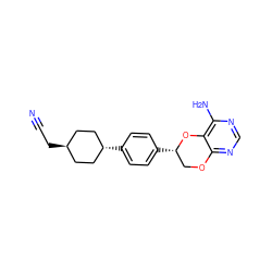 N#CC[C@H]1CC[C@H](c2ccc([C@H]3COc4ncnc(N)c4O3)cc2)CC1 ZINC000261073916