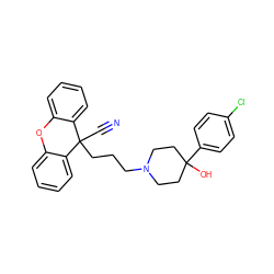 N#CC1(CCCN2CCC(O)(c3ccc(Cl)cc3)CC2)c2ccccc2Oc2ccccc21 ZINC000013802000