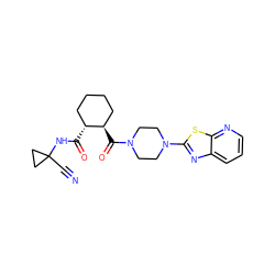 N#CC1(NC(=O)[C@@H]2CCCC[C@H]2C(=O)N2CCN(c3nc4cccnc4s3)CC2)CC1 ZINC000084704070