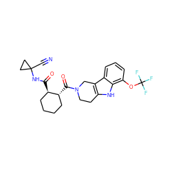 N#CC1(NC(=O)[C@@H]2CCCC[C@H]2C(=O)N2CCc3[nH]c4c(OC(F)(F)F)cccc4c3C2)CC1 ZINC000095552436