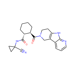 N#CC1(NC(=O)[C@@H]2CCCC[C@H]2C(=O)N2CCc3[nH]c4ncccc4c3C2)CC1 ZINC000095554292